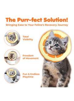 SunGrow SunGrow Cat Cone Collar Soft, Stop Licking E Collar for Recovery, Post Surgery Stress Relieving with Adjustable Strap Enclosures (9" - 10.5" Neck Size, Orange)  - Image 2