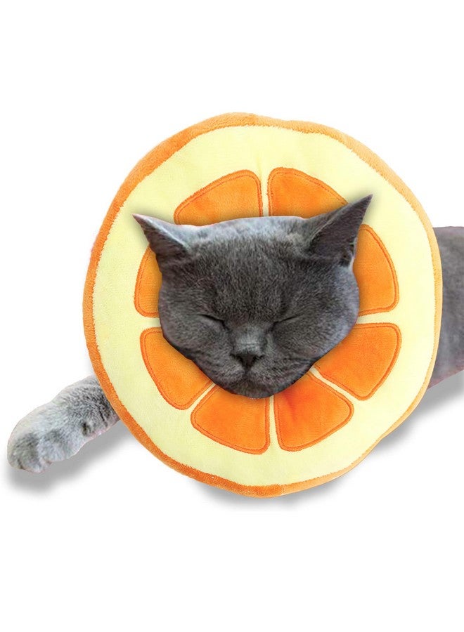 SunGrow Cat Cone Collar Soft, Stop Licking E Collar for Recovery, Post Surgery Stress Relieving with Adjustable Strap Enclosures (9" - 10.5" Neck Size, Orange) - Image 1