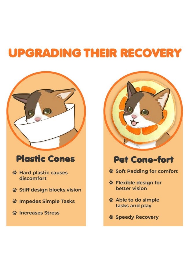 SunGrow Cat Cone Collar Soft, Stop Licking E Collar for Recovery, Post Surgery Stress Relieving with Adjustable Strap Enclosures (9" - 10.5" Neck Size, Orange) - Image 3