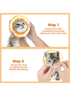 SunGrow SunGrow Cat Cone Collar Soft, Stop Licking E Collar for Recovery, Post Surgery Stress Relieving with Adjustable Strap Enclosures (9" - 10.5" Neck Size, Orange)  - Image 5