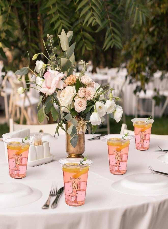 Furbeko 200 Pack Plastic Wedding Cups Bulk 12oz Disposable Clear Party Mr and Mrs Cup for Bridal Shower Anniversary Reception Birthday Parties Supplies - Image 4