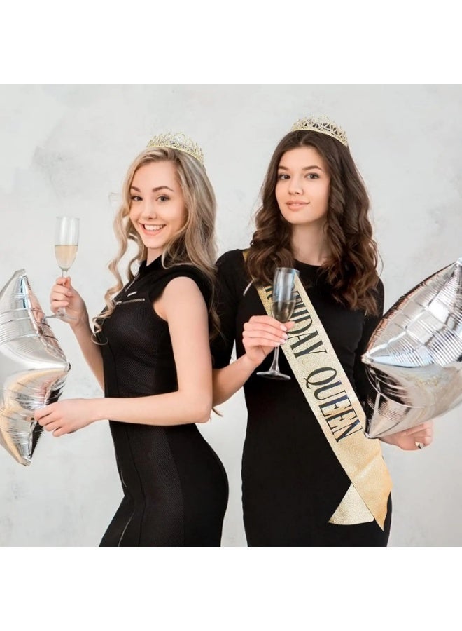 طقم شريط عيد ميلاد الملكة وعصابة رأس مرصعة بأحجار الراين، هدية تذكارية لحفلة عيد الميلاد - Image 3