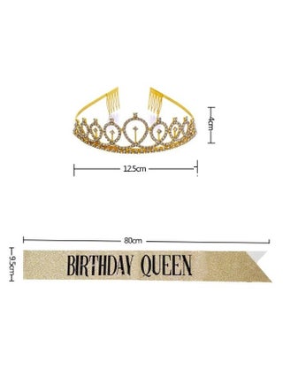 Birthday Queen Sash and Rhinestone Headband Set, Birthday Party Decor Favor Gift - view 2