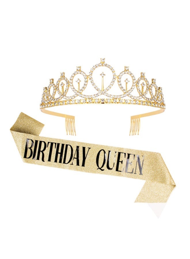 طقم شريط عيد ميلاد الملكة وعصابة رأس مرصعة بأحجار الراين، هدية تذكارية لحفلة عيد الميلاد - Image 1