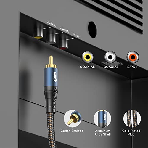 EMK Subwoofer Cable RCA to RCA Audio Cable 24K Gold-Plated Nylon Braided Double Shielded Digital Analogue Supports Amplifiers,Home Theater,Hi-Fi Systems,Subwoofer(10ft/3m) - Image 3