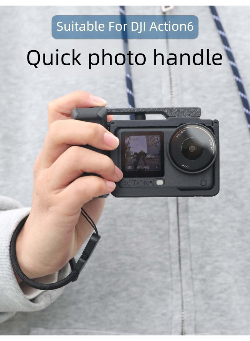Street Shooting Handle for DJI Osmo Action6 – Rabbit Cage Grip with Lens Cover, Quick Access, Multi-Angle Shooting, Wrist Strap Included - Image 2