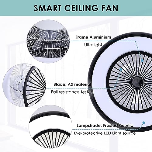 HUMHOLD 24" Low Profile Ceiling Fan with RGB Lights, Bladeless Ceiling Fan with Remote/APP/Voice Control, 6 Speeds Flush Mount Smart Ceiling Fan for Kids Bedroom/Kitchen/Dining Room - Image 5