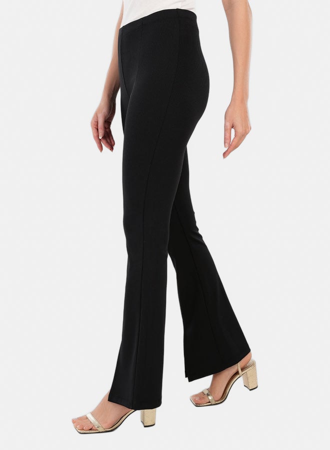 Carina Black Ribbed Flare Pants - Image 2