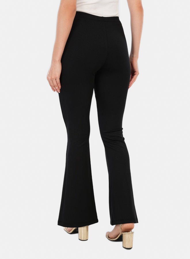 Carina Black Ribbed Flare Pants - Image 3