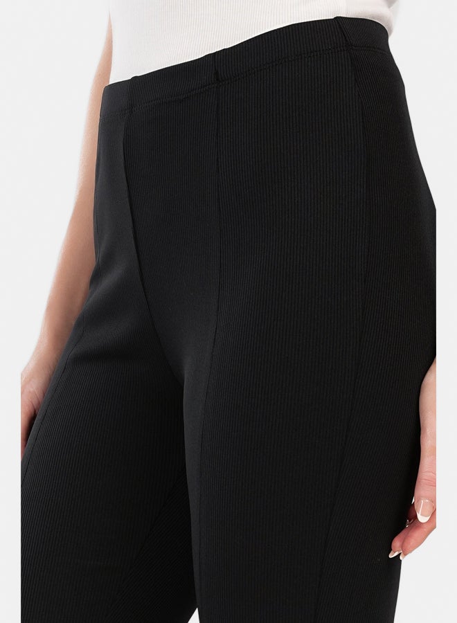 Carina Black Ribbed Flare Pants - Image 4