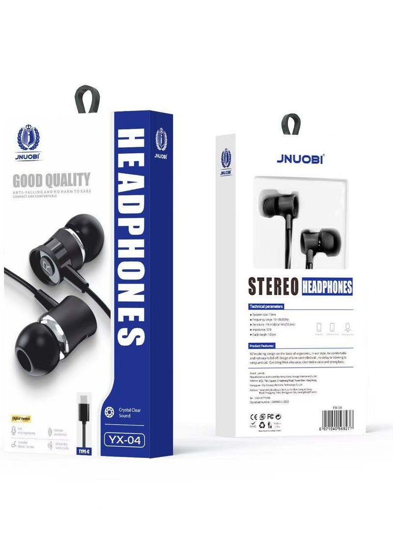 Jnuobi In-ear wired stereo headphones-YX04 (black)
