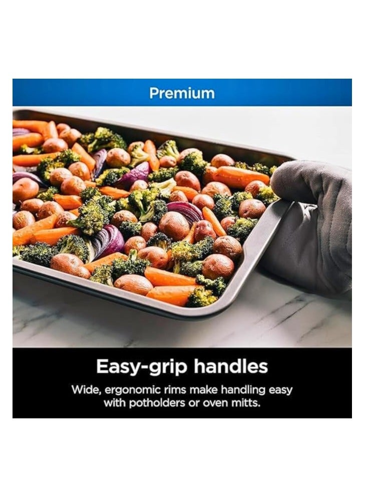 Premium Heavy Duty Never Stick 50 x 30 cm Extra Large Baking Sheet Tray, Nonstick Oven Tray Heat Up to 260°C, Dishwasher Safe, Grey Color, Extra Durable Nonstick Surface - Image 4