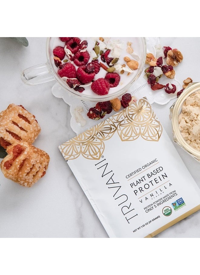 Truvani - Truvani Organic Protein Powder Vanilla Flavored Non GMO,Gluten Free,(1 Serving) 1.02 OZ (29g) - Image 1