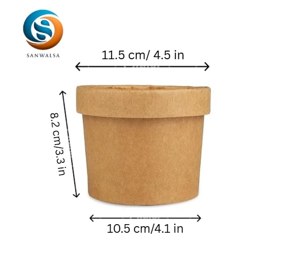 SANWALSA [500 ml, 25 Count, Brown Disposable Kraft Paper Container with Lid | Eco-Friendly Bowl/Tub for Picnic, Travel, Food Truck | Ideal for Both Hot & Cold Food - Image 2