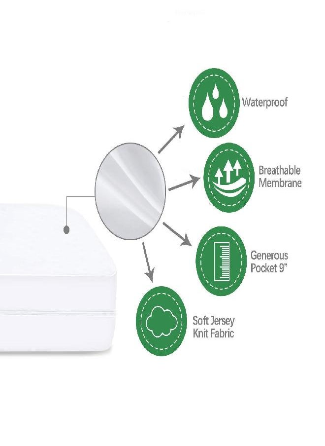 Moonsea Twin Mattress Protector Waterproof 2 Pack Zippered, 6-Side Waterproof Twin Size Mattress Protector, Twin Mattress Cover, Box Spring Encasement  - Image 3