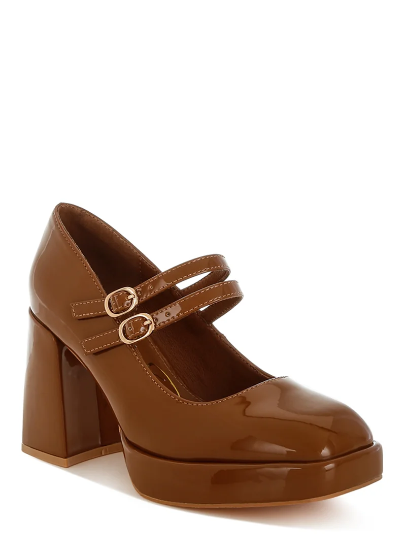 London Rag Double Strap Mary Jane Sandals in Tan