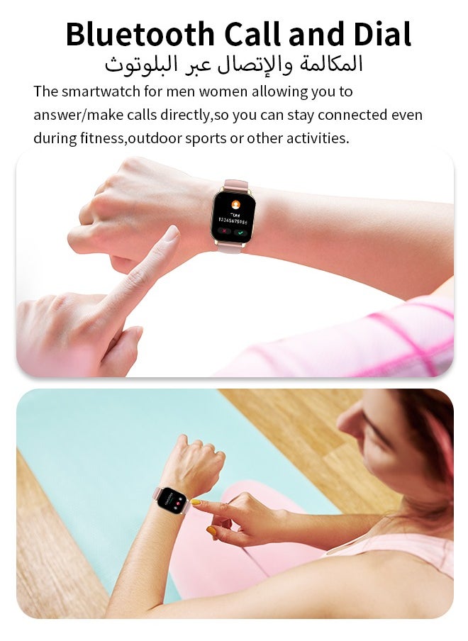 WAPIK - Korean Brand P5S Smart Watch,Business Smartwatch,Waterproof Fitness Watch, Bluetooth Calling,Smart watch for Men, Zinc Alloy Vacuum Plating, Heart Rate Monitoring,Smart watch for women Gold dial + pink strap - Image 1