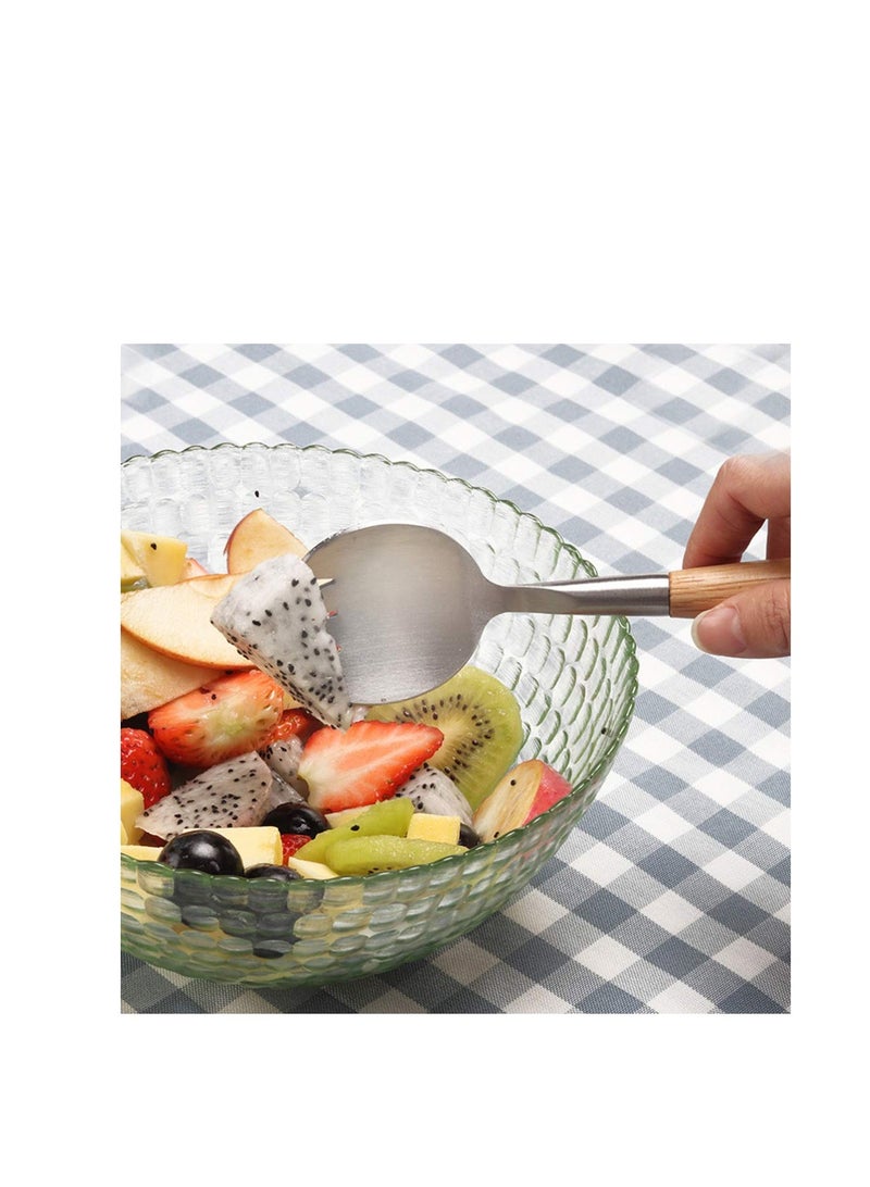 SYOSI Stainless Steel Salad Spoon with Wooden Handle Scoop Food Serving Spoon for Home Party - Image 2