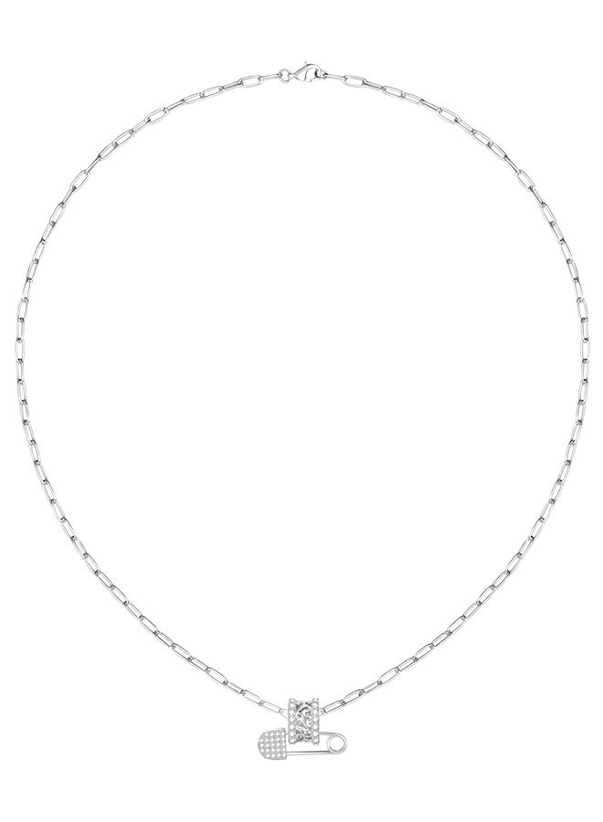 Moonmory 925 Sterling Silver Safety Pin Pendant Necklace For Women White Zircon, Original Design Vine Flower Pendant Necklace With 50 CM Adjustable Paper Cilp Chain Ramadan, Mother's Day, Valentine's Day Gifts - Image 4