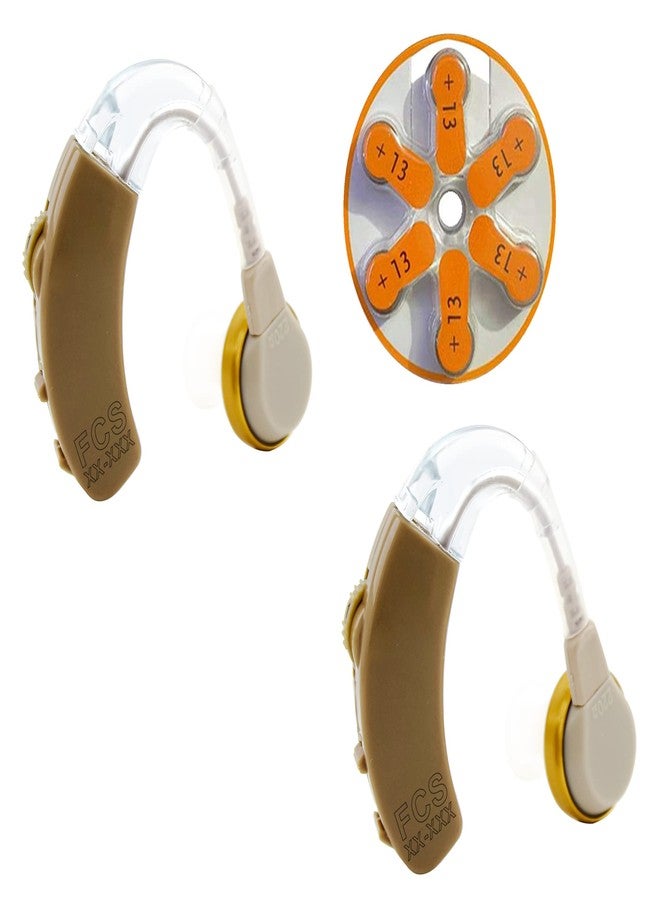 أف سي أس زوج من أجهزة السمع FCS V-17 للأذنين (الأذن اليسرى واليمنى) مكبر صوت خلف الأذن مع 6 بطاريات لكبار السن والبالغين الذين يعانون من ضعف سمع متوسط. - Image 1