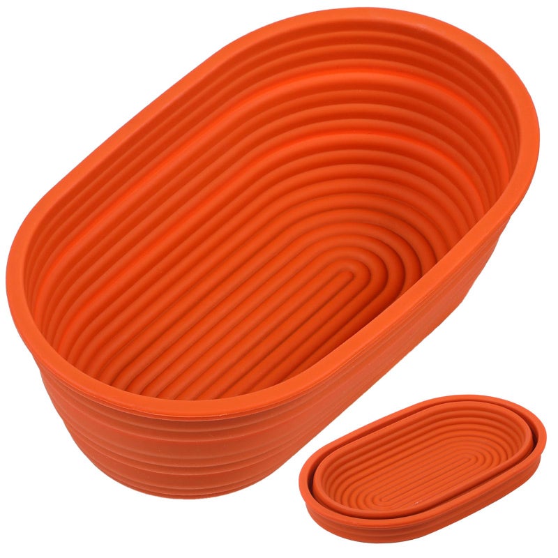 Webake Webake Oval Bread Proofing Basket Silicone 10 Inches Collapsible Sourdough Bread Baking Supplies Dough Proofing Bowl Containers Oven Safe Baking Gifts for Bakers