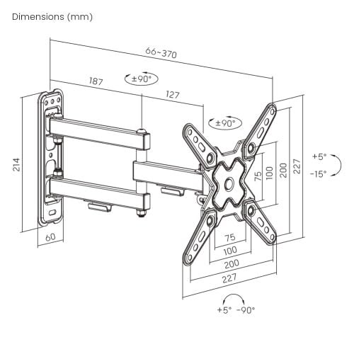 Gadget Wagon 13-43" LED TV Monitor Wall Mount Bracket vesa 100x100 | Strong Heavy Duty - Image 5