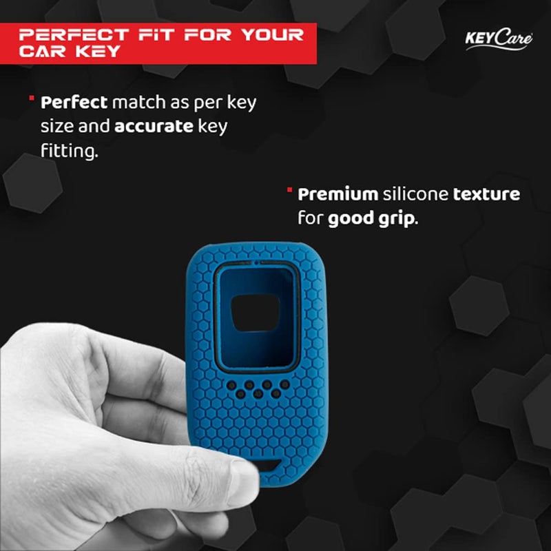 KCARE Keycare® Silicone Key Cover Compatible for Honda City, Civic, Amaze, Elevate, WR-V, Accord, BR-V, CR-V, Mobilio, Jazz, Brio Smart Key (Blue) - Image 2