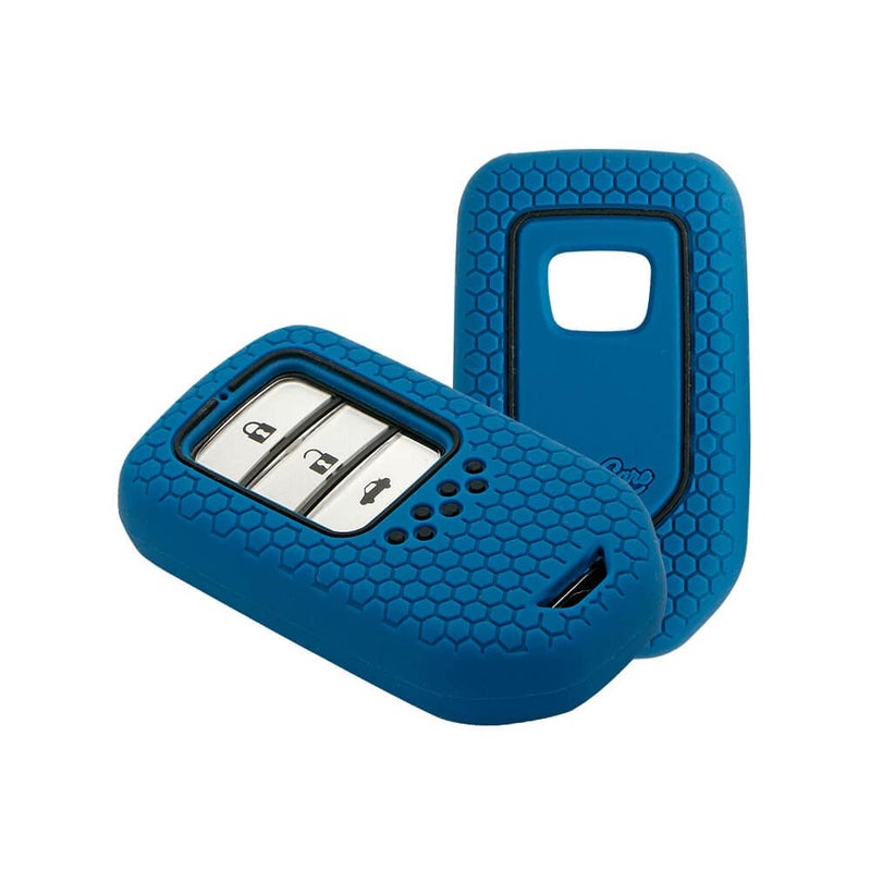 KCARE Keycare® Silicone Key Cover Compatible for Honda City, Civic, Amaze, Elevate, WR-V, Accord, BR-V, CR-V, Mobilio, Jazz, Brio Smart Key (Blue) - Image 1