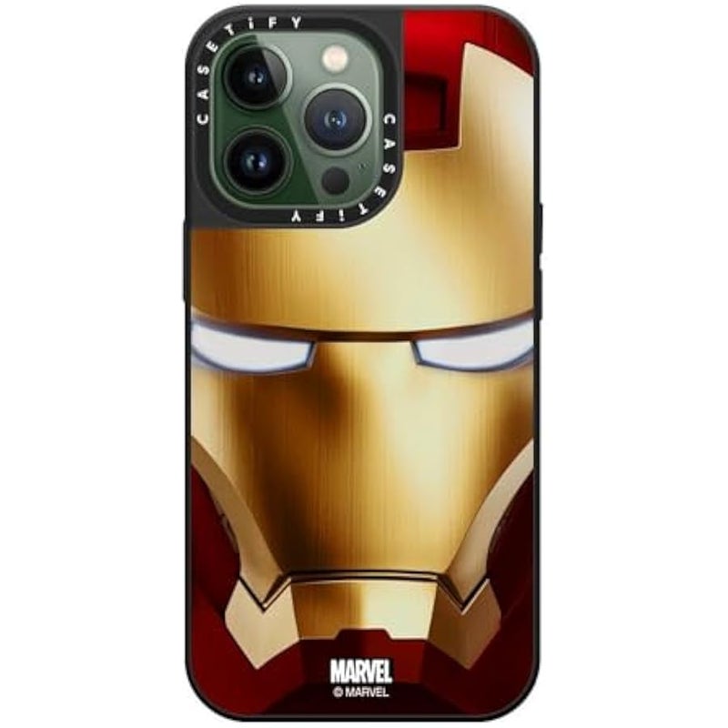 Casetify Mirror iPhone 13 Pro Case 【Iron Man Co-Lab/Reflective / 4.9ft Drop Protection/Compatible with Magsafe】 - Iron Man Hero Mask - Silver on Black - Image 2