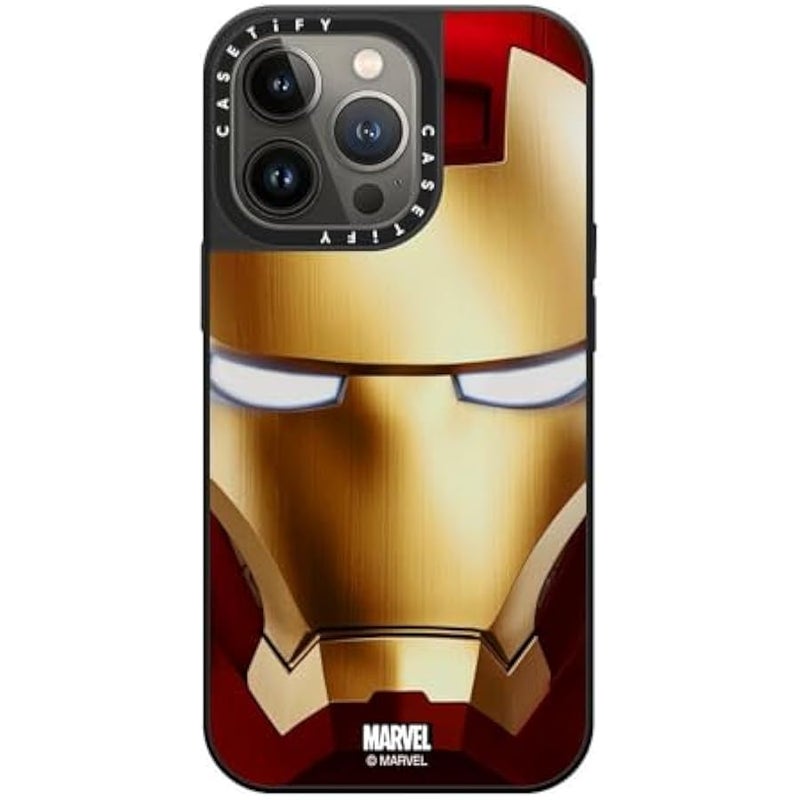 Casetify Mirror iPhone 13 Pro Case 【Iron Man Co-Lab/Reflective / 4.9ft Drop Protection/Compatible with Magsafe】 - Iron Man Hero Mask - Silver on Black - Image 3