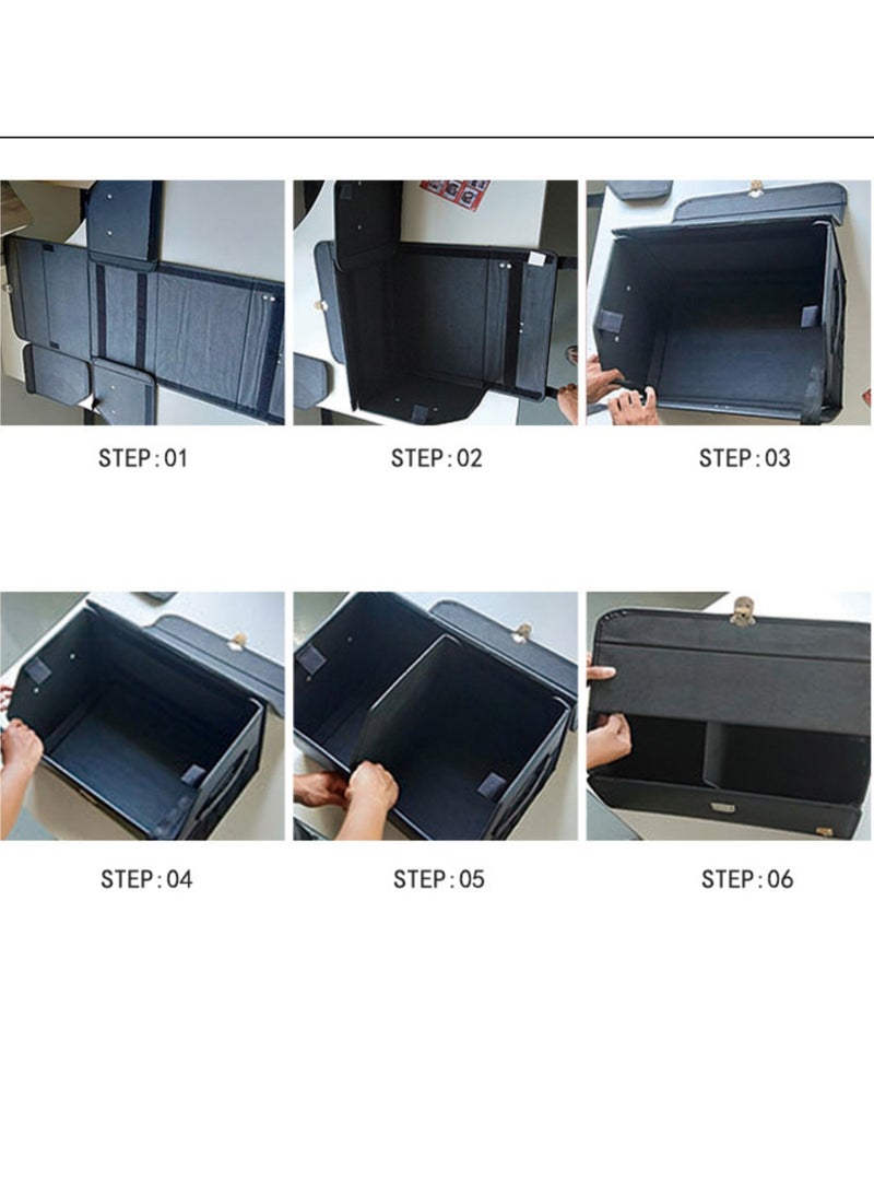 Manful Outdoor Foldable Car Trunk Storage Box Brown, Car Storage Box, Thick Leather Storage Box Storage Box, Foldable  - Image 5