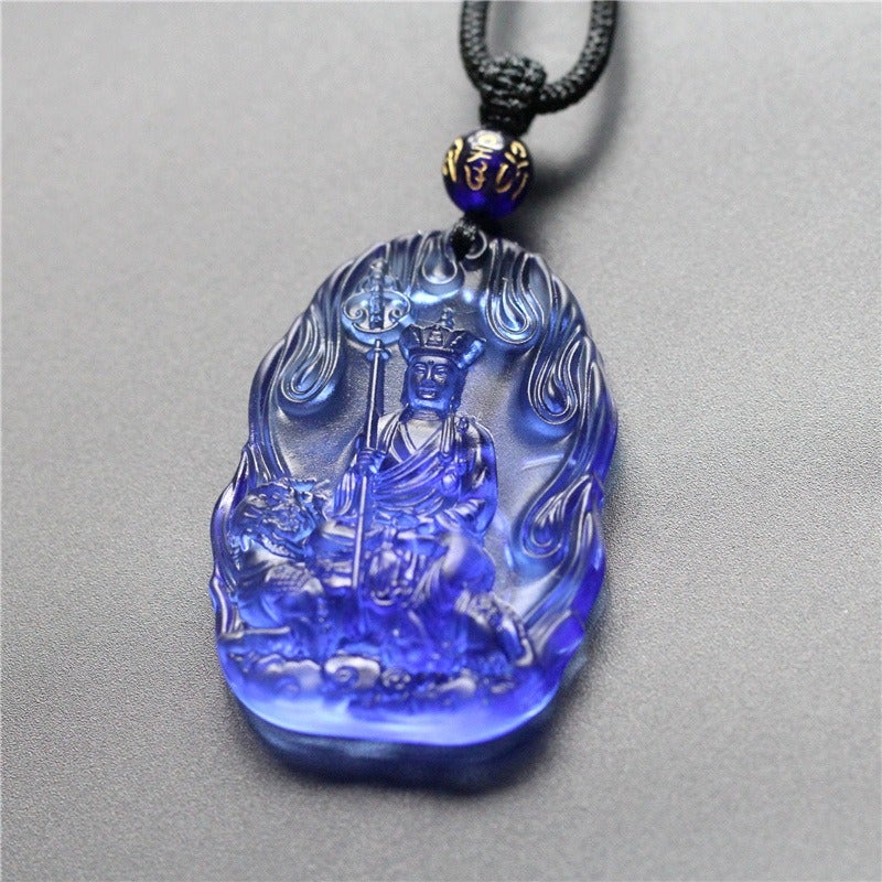 Handmade Liuli Glass Ksitigarbha Bodhisattva Pendant Necklace for Men & Women