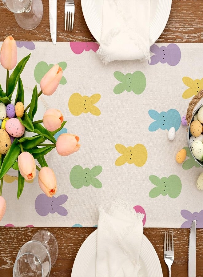 GEEORY Easter Table Runner 13 x 72 Inch, Colorful Bunny Decorative Farmhouse Rustic Holiday Spring Table Decoration for Kitchen Dinning, Indoor Outdoor Dinner Party Décor - Image 4