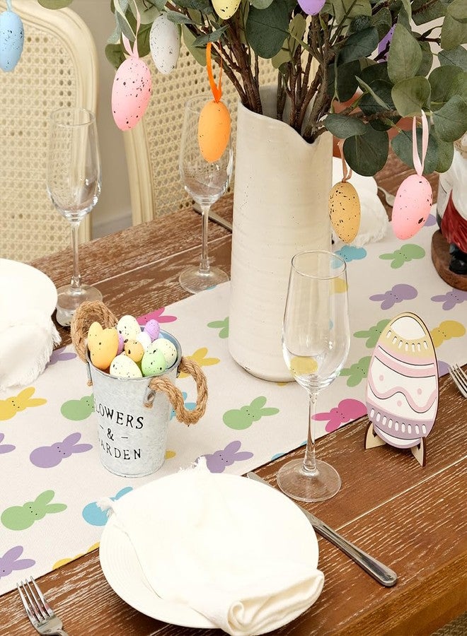 GEEORY Easter Table Runner 13 x 72 Inch, Colorful Bunny Decorative Farmhouse Rustic Holiday Spring Table Decoration for Kitchen Dinning, Indoor Outdoor Dinner Party Décor - Image 5