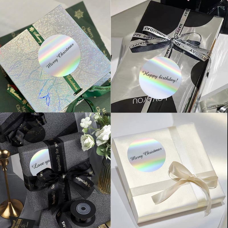 YEGAWEN 3" Holographic Direct Thermal Label Stickers, Round Printable Rainbow Glitter Thermal Printer Sticker Labels for Gift Wrapping, Self-Adhesive DIY Custom Logo Design- Holographic Silver - Image 5