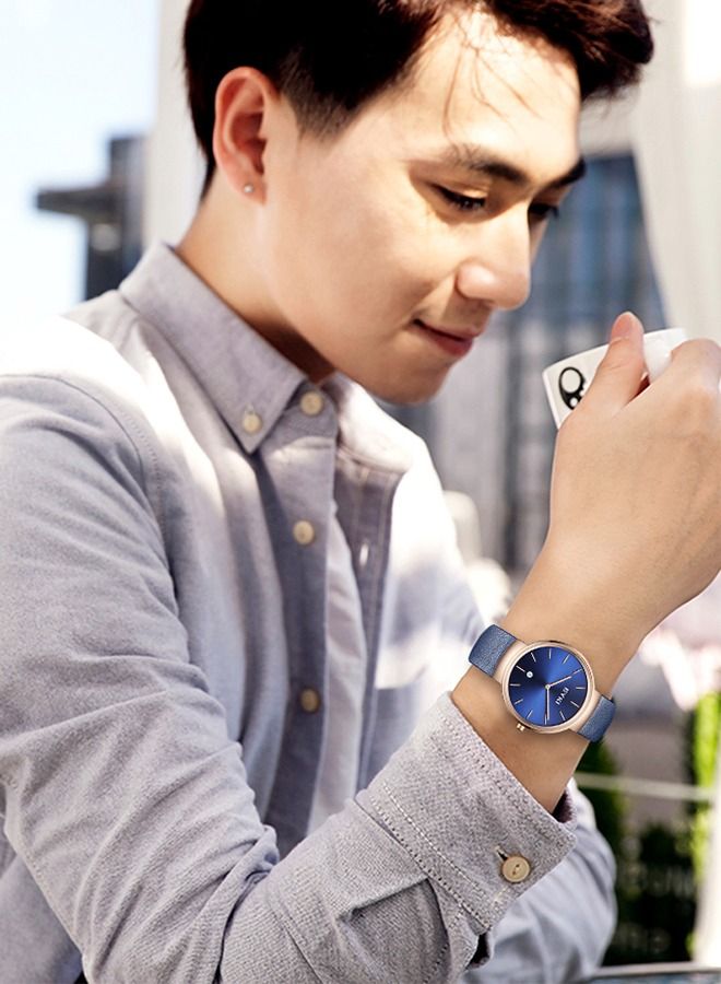 Eyki Leather Strap Couple Quartz Watch for Men, 40mm Dial, Formal & Casual Style, 30M Waterproof, Ideal Gift - Image 4