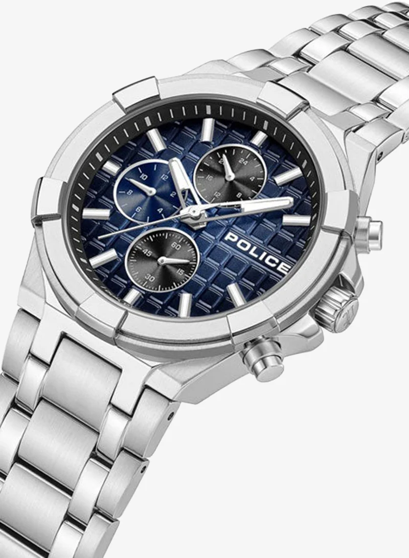 Police silver Men's Guardian Blue Dial Silver Stainless Steel Bracelet Multifunction Watch for Men - 42mm for Men | Best Price UAE