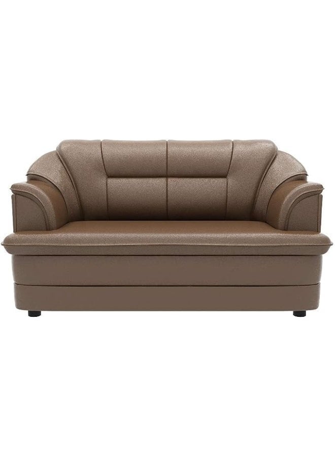 Poppins Home Sofa Set in Lifestyle Leatherette and Polyurethane Foam Elevate Your Space with Distinctive Style (Two Seats, Brown) - Image 1
