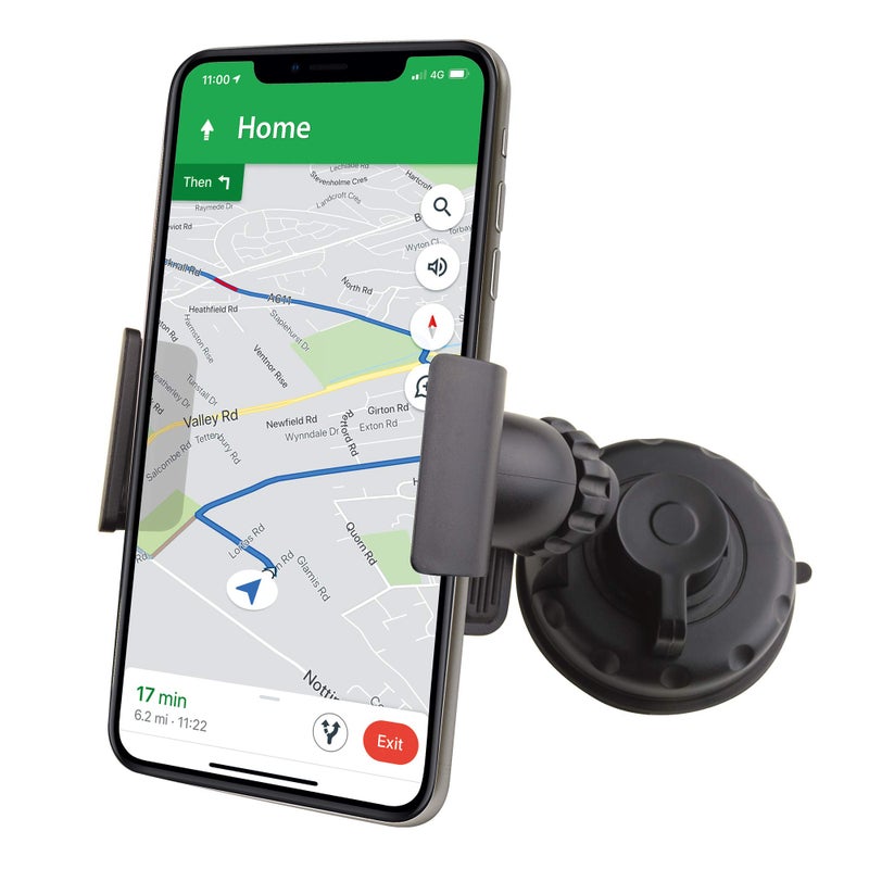 iN TECH Universal Dash Phone Mount Cradle for Car, 360 Degree Rotation Car phone Holder with Suction Cup and Clamp, Easy Hands Free GPS Navigation - Compatible with Android and Smartphones - Image 1