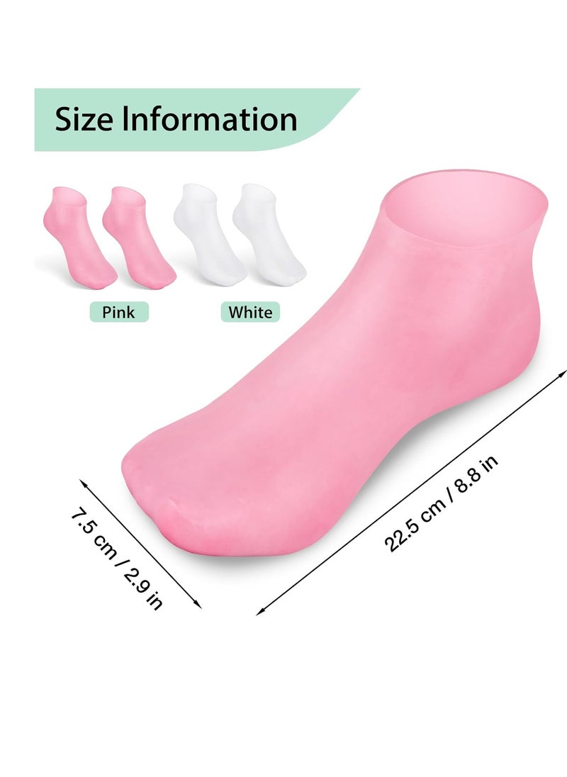 Generic - 2 Pairs Silicone Moisturizing Socks Softening Dry Cracked Feet Rough Skins & Anti Slip Aloe Socks for Dry Cracked Feet Women, Calluses, Spa Gel Socks Foot Care After Pedicure - Beige - Image 1