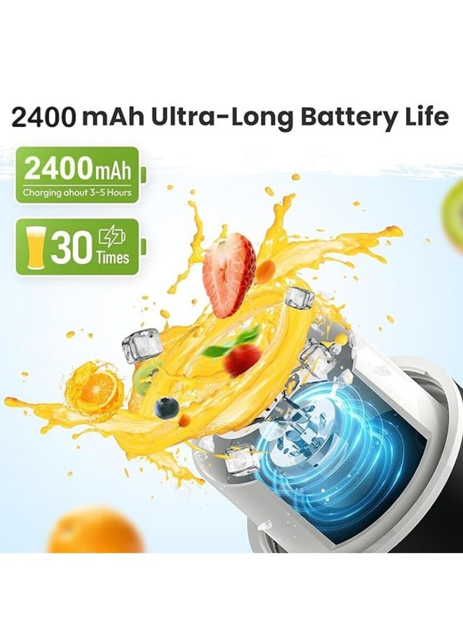 Personal Blender for Shakes and Smoothies, Rechargeable Portable Smoothie Blender with 10 Blades,Handle and Straw Lid,340ml