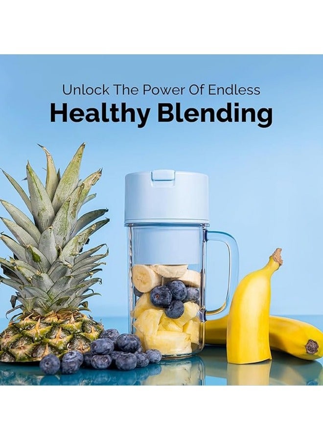 Personal Blender for Shakes and Smoothies, Rechargeable Portable Smoothie Blender with 10 Blades,Handle and Straw Lid,340ml