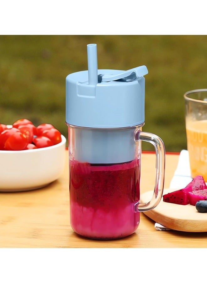 Personal Blender for Shakes and Smoothies, Rechargeable Portable Smoothie Blender with 10 Blades,Handle and Straw Lid,340ml