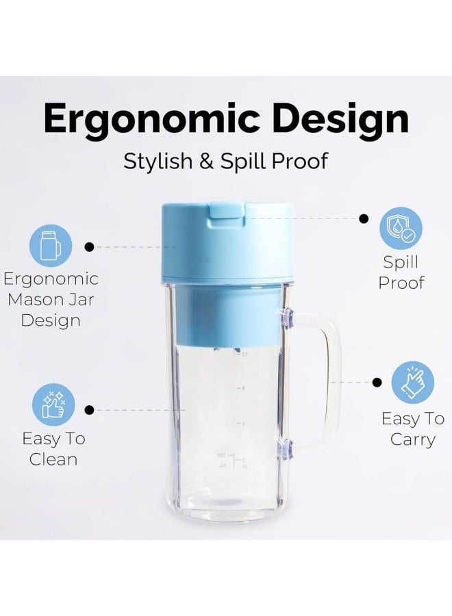 Personal Blender for Shakes and Smoothies, Rechargeable Portable Smoothie Blender with 10 Blades,Handle and Straw Lid,340ml