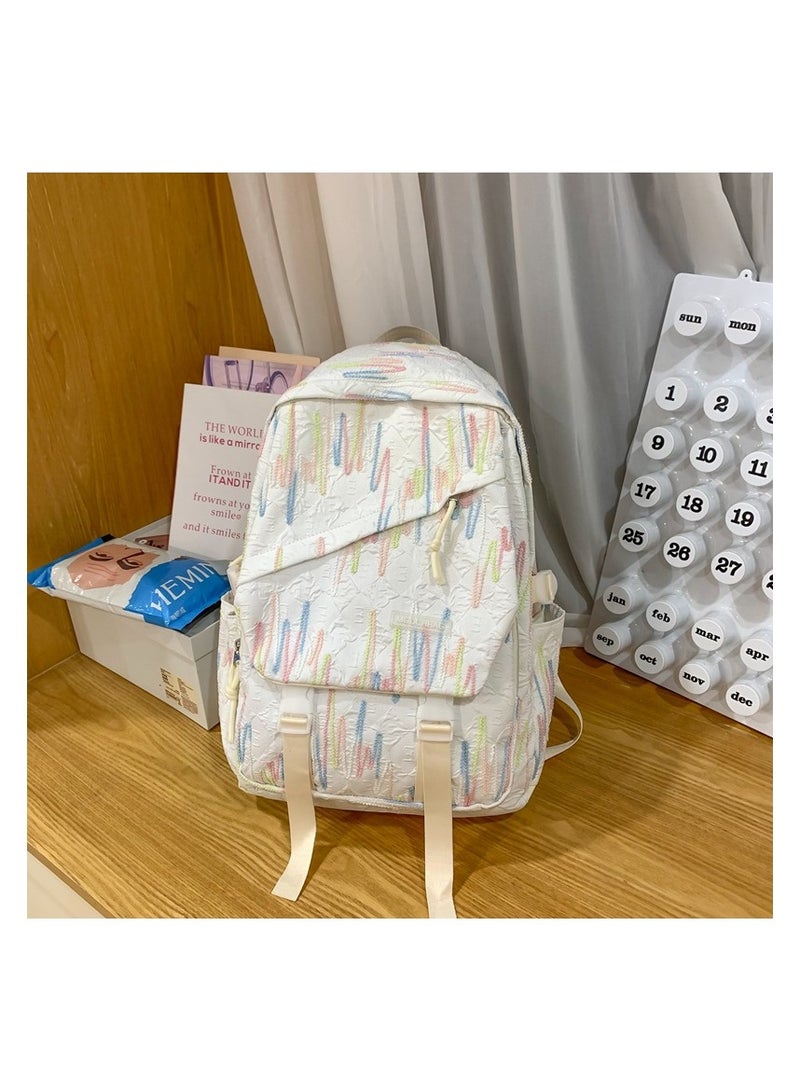 White Sewing Popular Elements Backpack Girl Student Small Backpack Travel Backpack 24*11*33cm