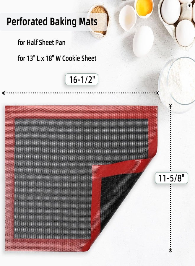 Amyandone Silicone Baking Mat with Microperforated, 2 PCS Perforated Baking Mats/Oven Liners for 13" x 18" Half Sheet Pan, Reusable Air Mesh Silicone Mat for Cookie/Eclair/Bread/Pizza/Pastry - Image 2