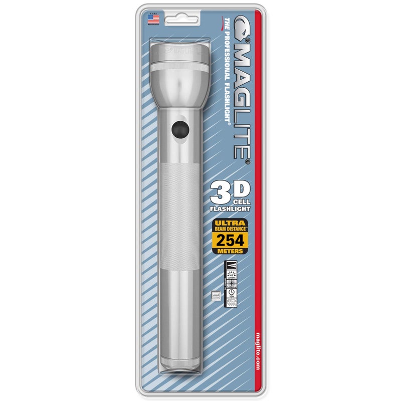 Maglite Heavy-Duty Incandescent 3-Cell D Flashlight, Silver - Image 1