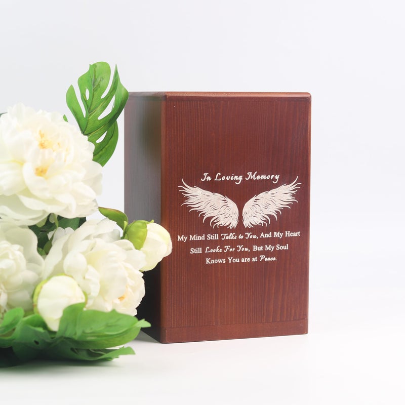 BRUKUSUR Wooden Urn Box and Casket for Men Women Funeral Memorial Urns for Ashes Cremation Urn Keepsake Urn for Adults Memorial Ashes Holder 200 IBS - Image 2