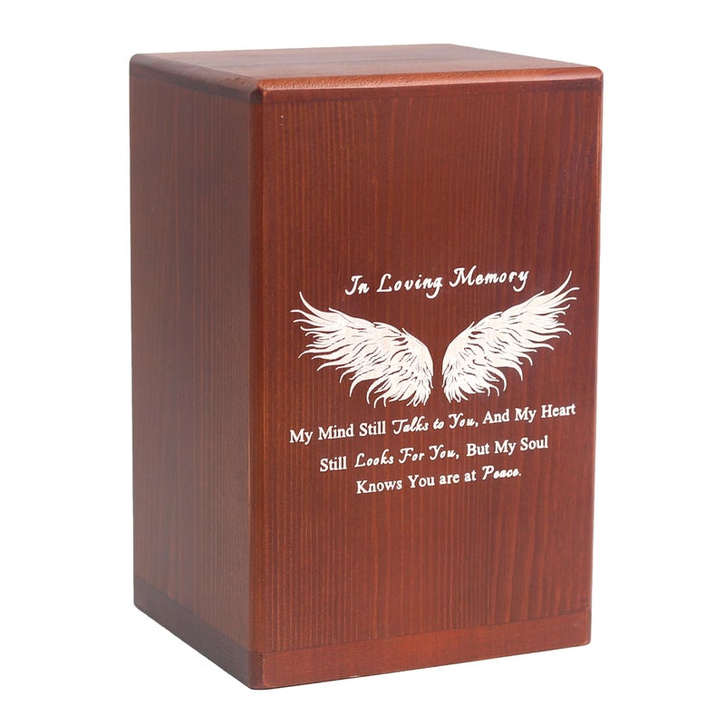BRUKUSUR Wooden Urn Box and Casket for Men Women Funeral Memorial Urns for Ashes Cremation Urn Keepsake Urn for Adults Memorial Ashes Holder 200 IBS - Image 1