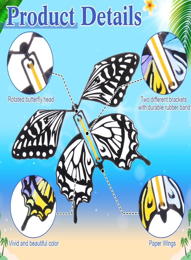 Seenelling 44 Pcs Flying Butterfly Craft Kit with 32 Wind up Butterflies and 12 Color Pens People Painting White Paper Butterflies DIY Toy for Party Game School Activity Birthday Gift (Style 1) - Image 4